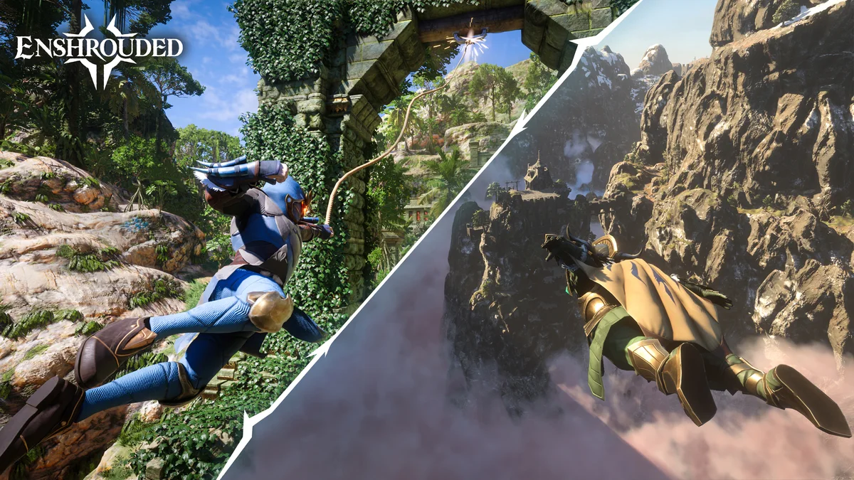Enshrouded 1.0 launch key art showing new areas