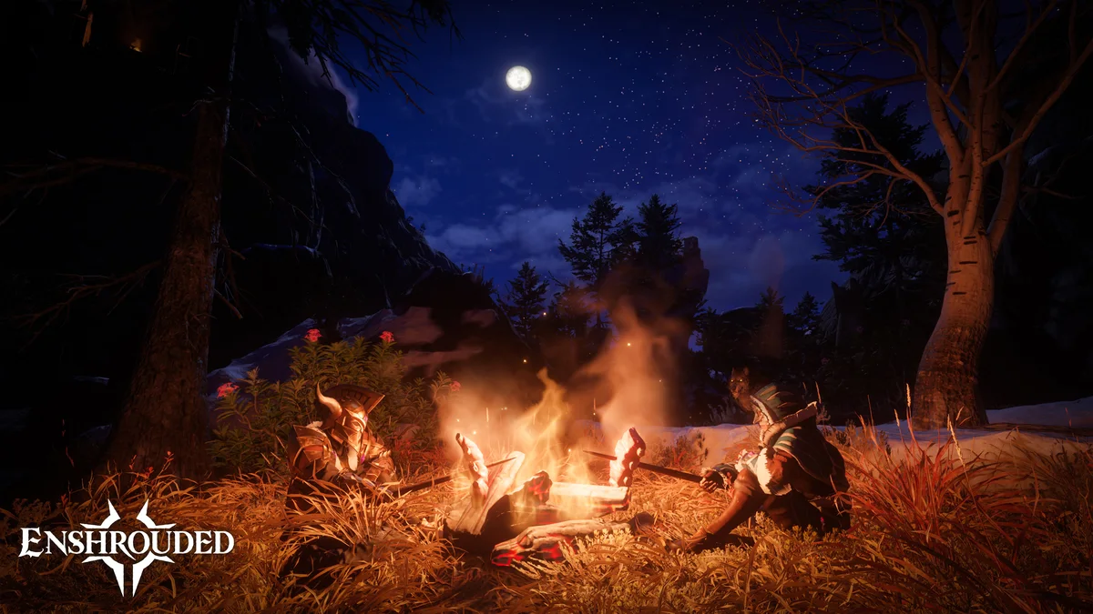 A Flameborn base at dusk — the kind of world worth keeping online 24/7